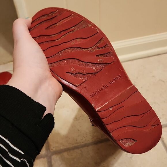 Michael Kors Women's Fulton Harness Red Tall Rubber Riding Boots Size 7 - Picture 14 of 14